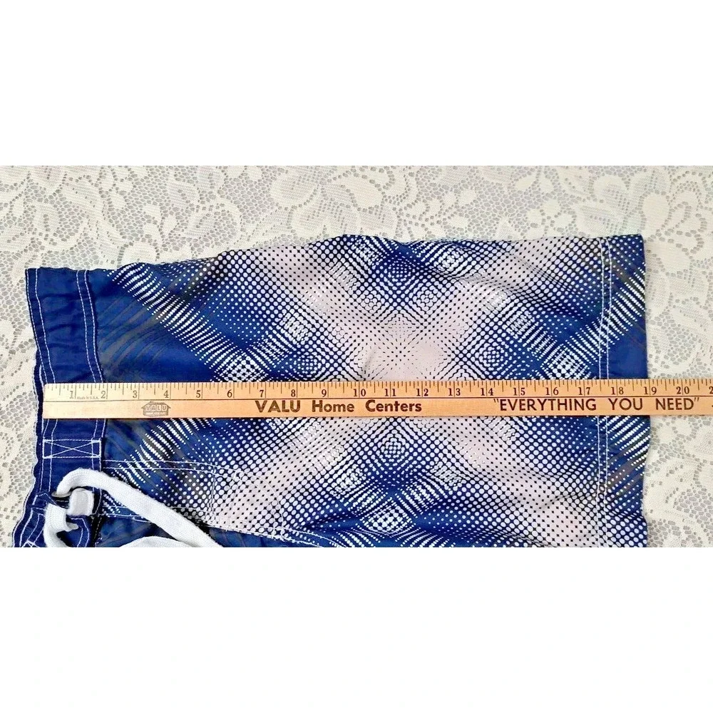 OP Swim‎ Trunks Men's Sz Small Board Shorts Lined Blue Allover Geometric Pattern